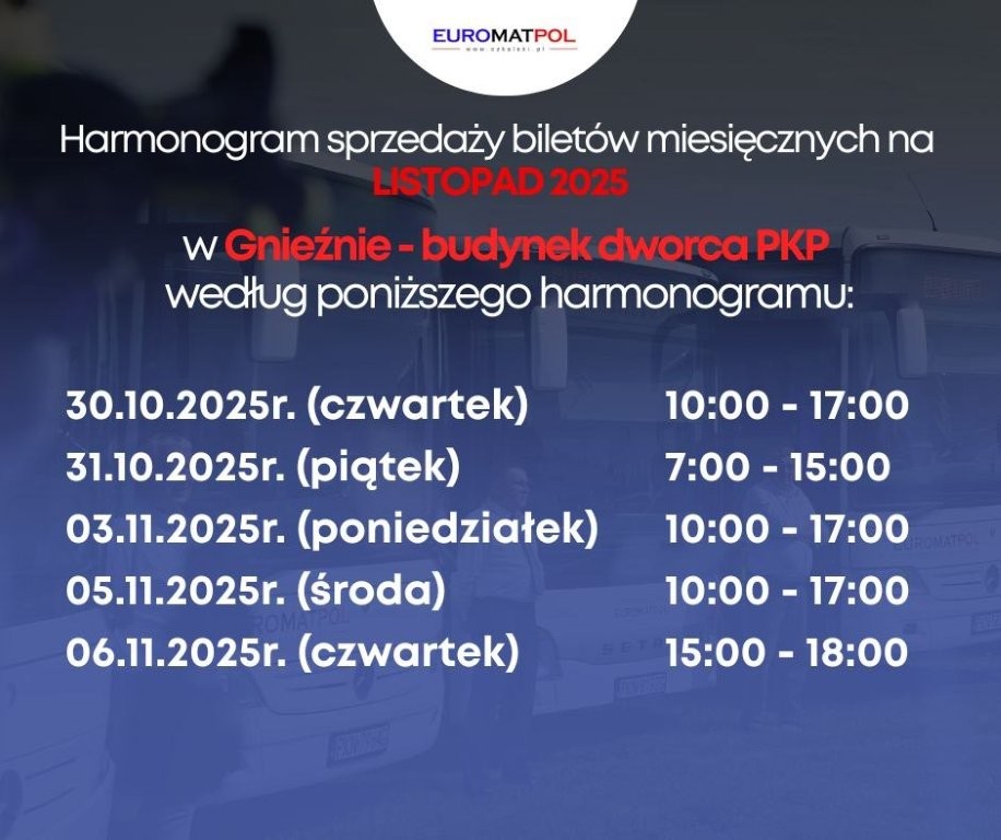 Harmonogram sprzedaży biletów miesięcznych