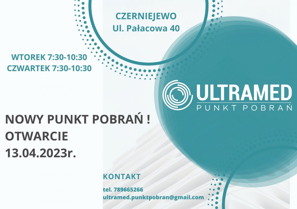 Bezpłatne badania będą dotyczyły pacjentów ze skierowaniem Przychodni NOVAMED oraz Poradni Ginekologiczno – Położniczej w Czerniejewie.